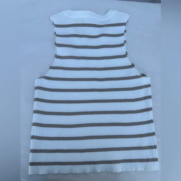 Happily Grey Striped Tank Top - White and Tan # A1 - Picture 2 of 7